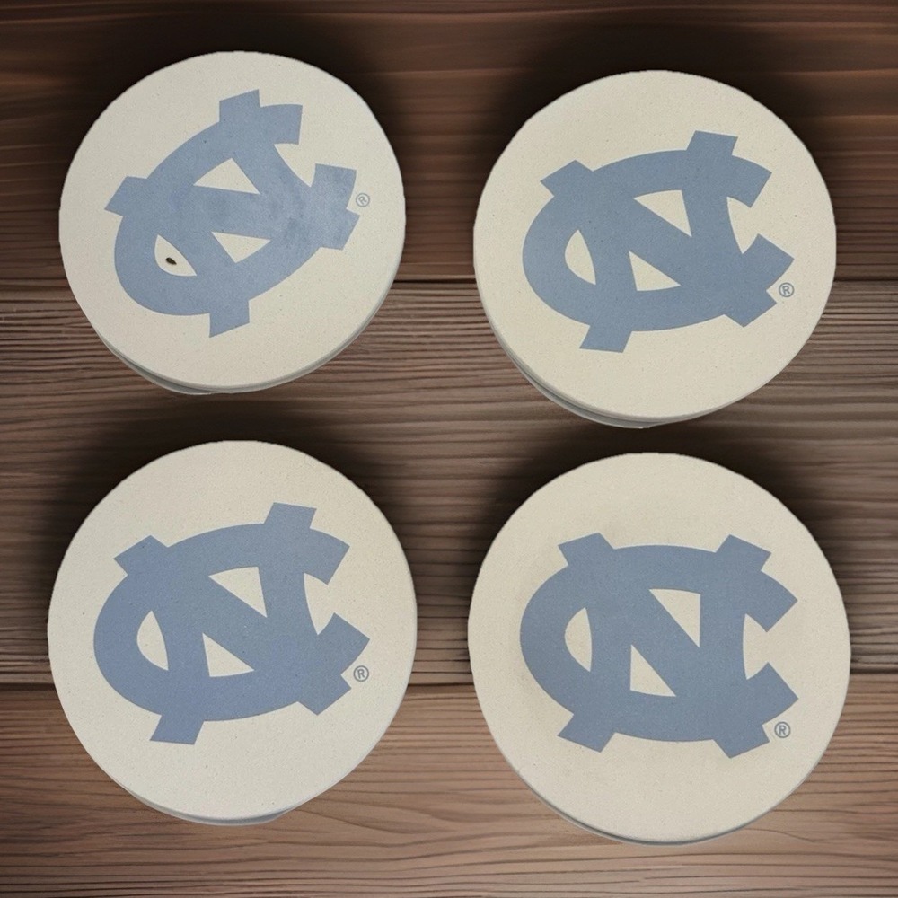 New Collegiate University‎ Of North Carolina Tar Heels Absorbent Coasters Set 4